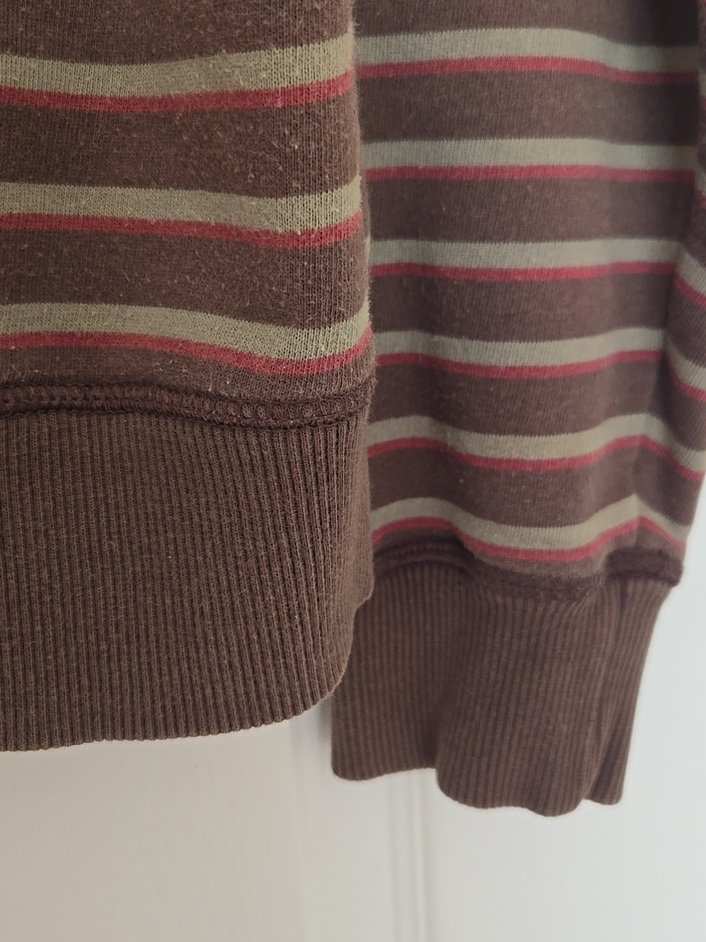 H&M Divided Striped Sweatshirt Brown Maroon Olive Crewneck Mens L - Picture 5 of 10